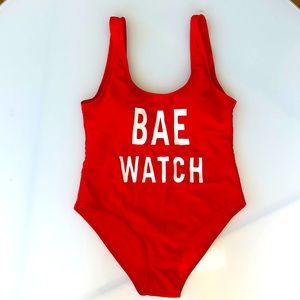 Red Bae Watch Bathing Suit